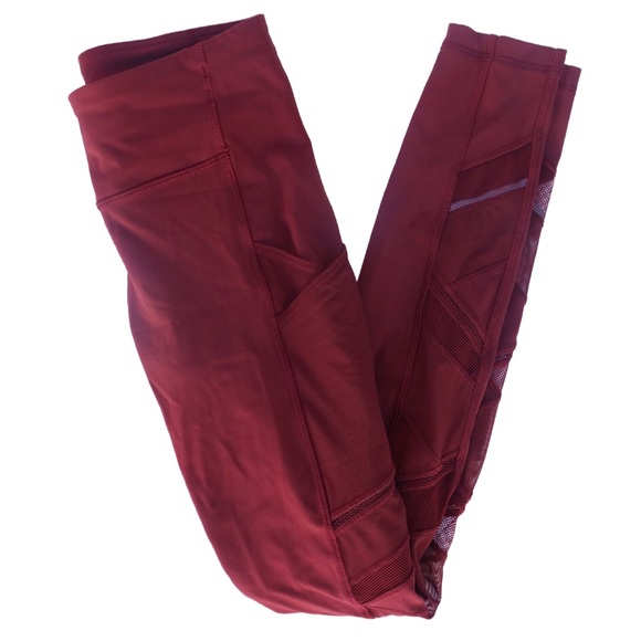Lululemon Mesh Leggings Burgundy Size 2 Inseam 28” - Picture 2 of 5